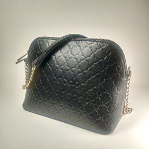 Black Kelly & Katie Artemisio Crossbody Bag with Embossed Quatrefoil Pattern